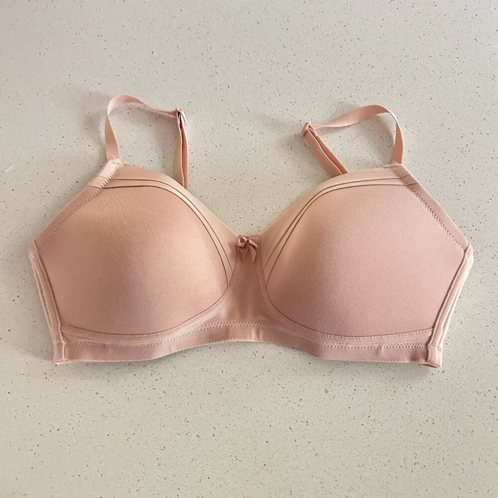 Royce Nude Blush Tshirt Sport Bra No Underwire Lined‎ Size 34D Cotton Blend